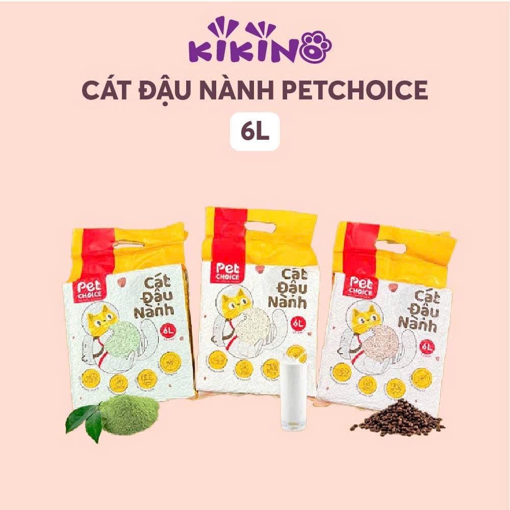 [Combo 3 túi] Cát Vệ Sinh Đậu Nành Cho Mèo Pet Choice Túi 6l Sản Phẩm An Toàn Cho Mèo Và Thú Nhỏ - KIKINO