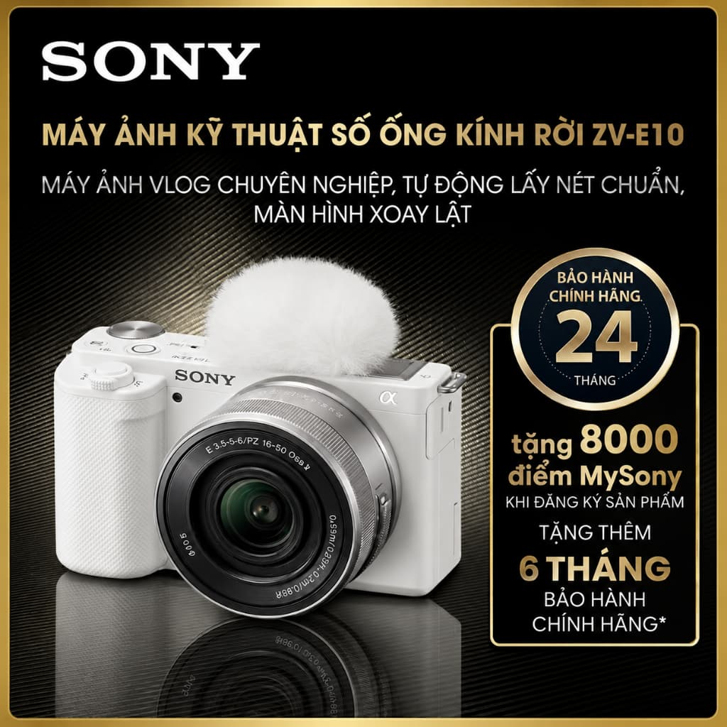 Máy ảnh kỹ thuật số ống kính rời ZV-E10 (đăng ký My Sony để được tặng thẻ nhớ)