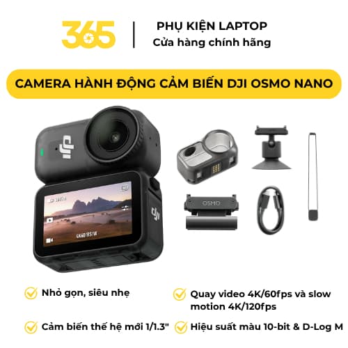 [365] Camera Hành Động DJI Osmo Nano Cảm Biến 1/1.3″ CMOS, Quay Video 143 Độ/4K, Thiết Kế Siêu Nhỏ Gọn, Nam Châm 2 Mặt