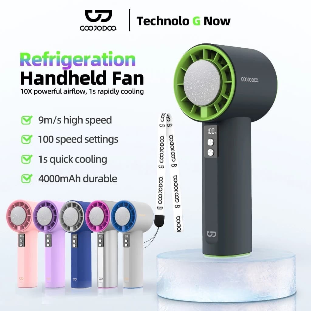 【Tặng quà/Bảo hành nửa năm】GOOJODOQ GFS006 4000mAh Turbo Jet Mini Fan Rechargeable Ice Flake Cooling Handheld Portable Strong Wind High Speed ​​100 Level