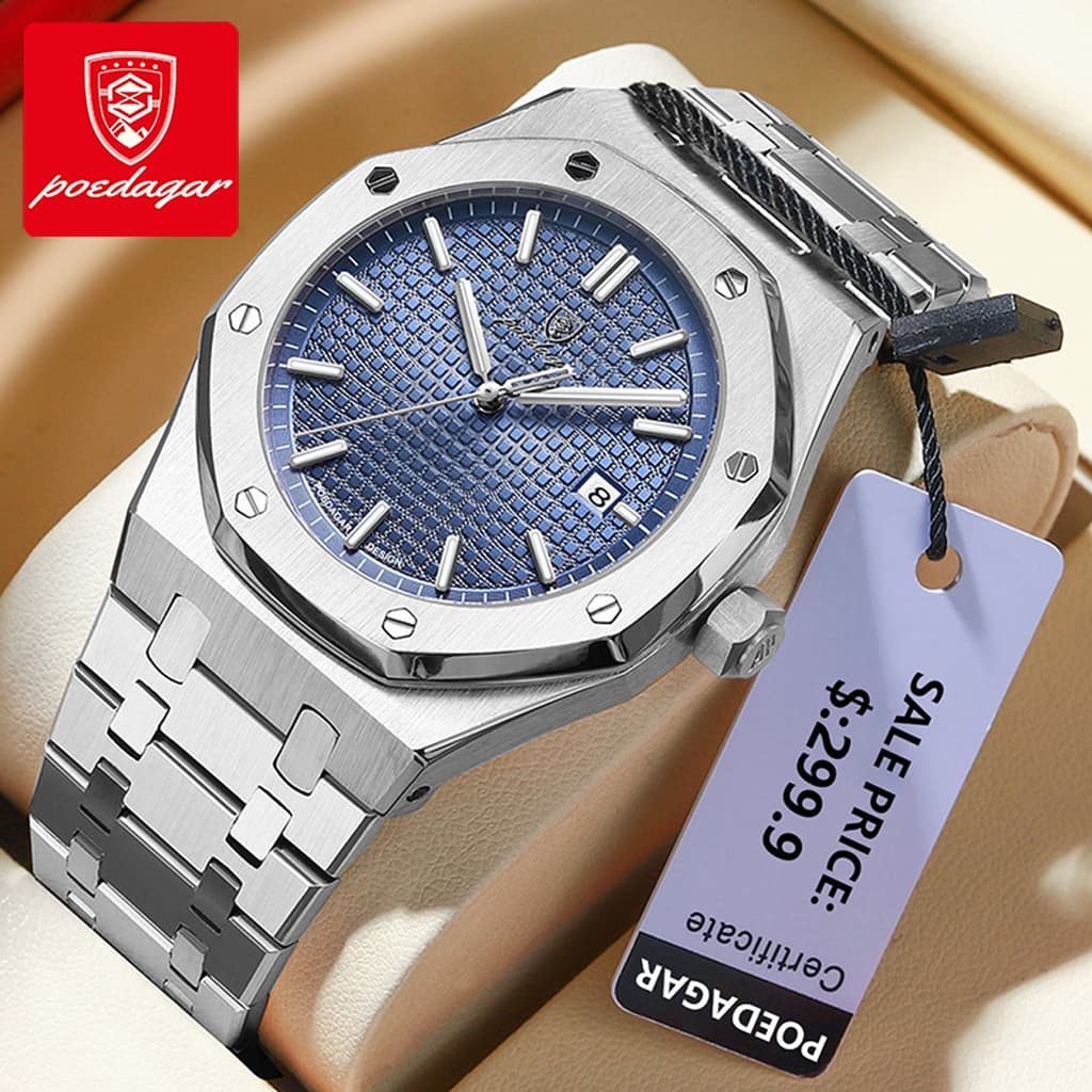Đồng hồ nam POEDAGAR 924 chính hãng chống nước dạ quang thời trang với hộp cao cấp
