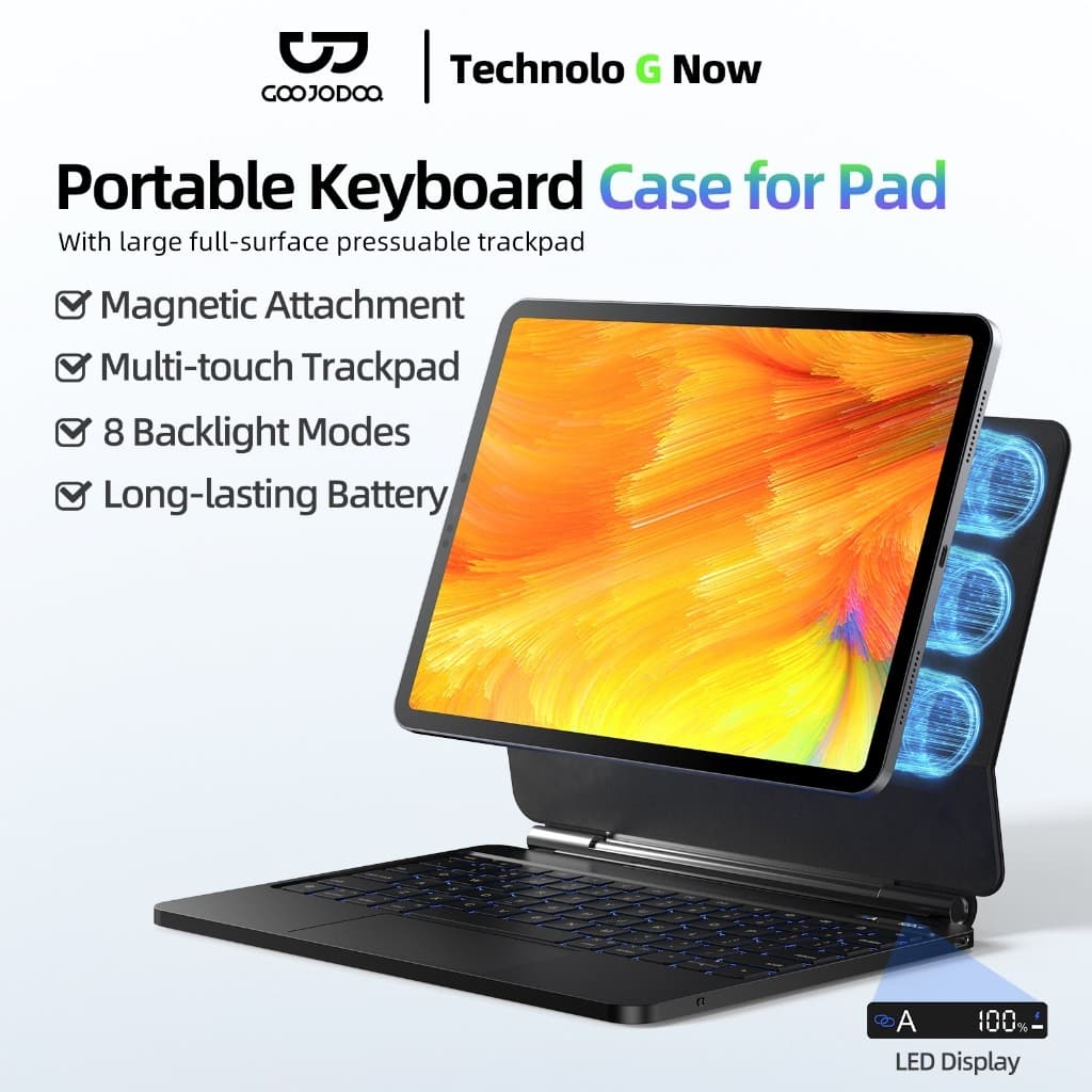 GOOJODOQ Bàn phím từ tính  cho ipad 2025 Air11 (M3) A16 Air4 / 5 / 6 Pro11 (2018-24) Gen10 Por11 (M4) Chức năng sáu hàng 78 phím