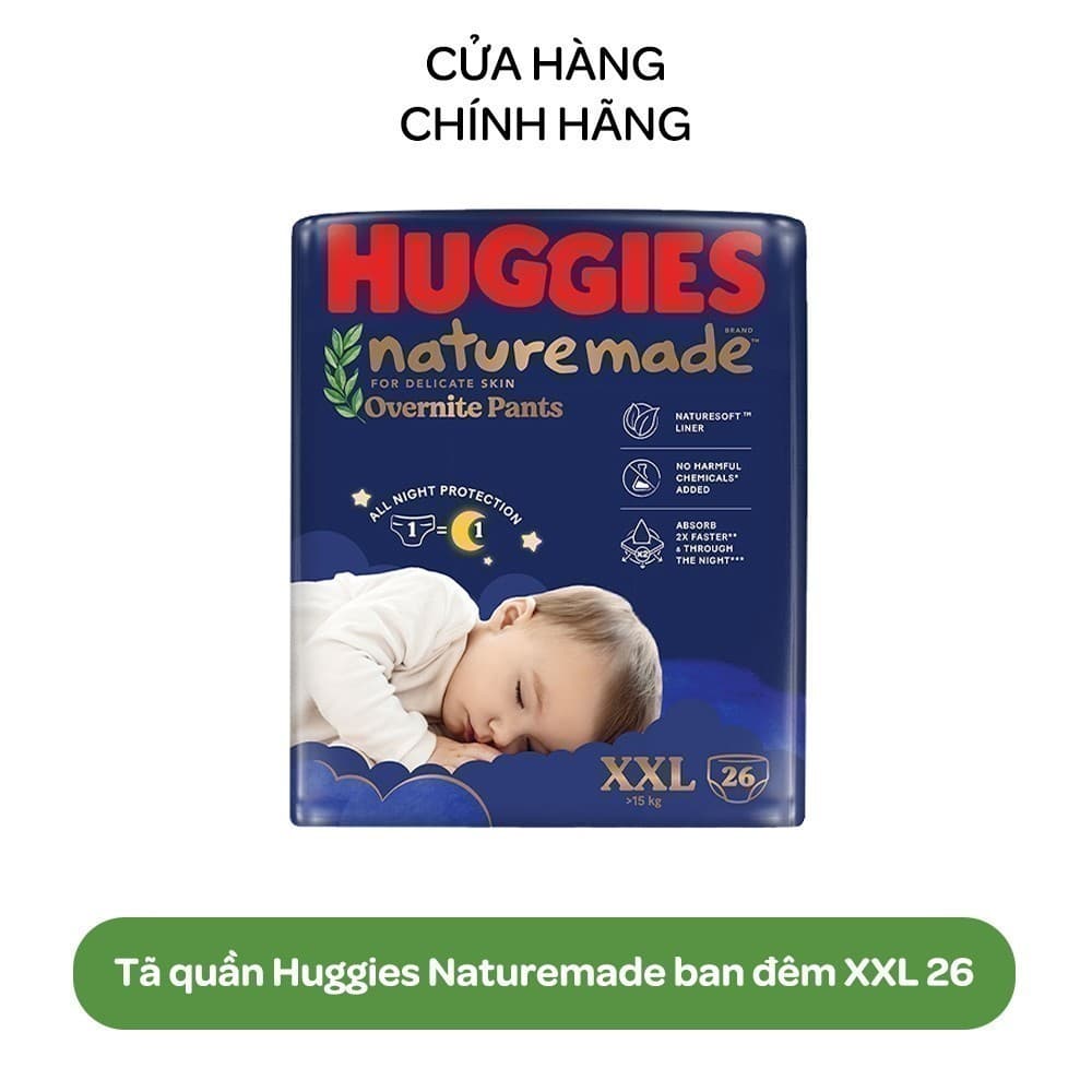 [Gift] Tã quần Huggies Naturemade ban đêm XXL 26