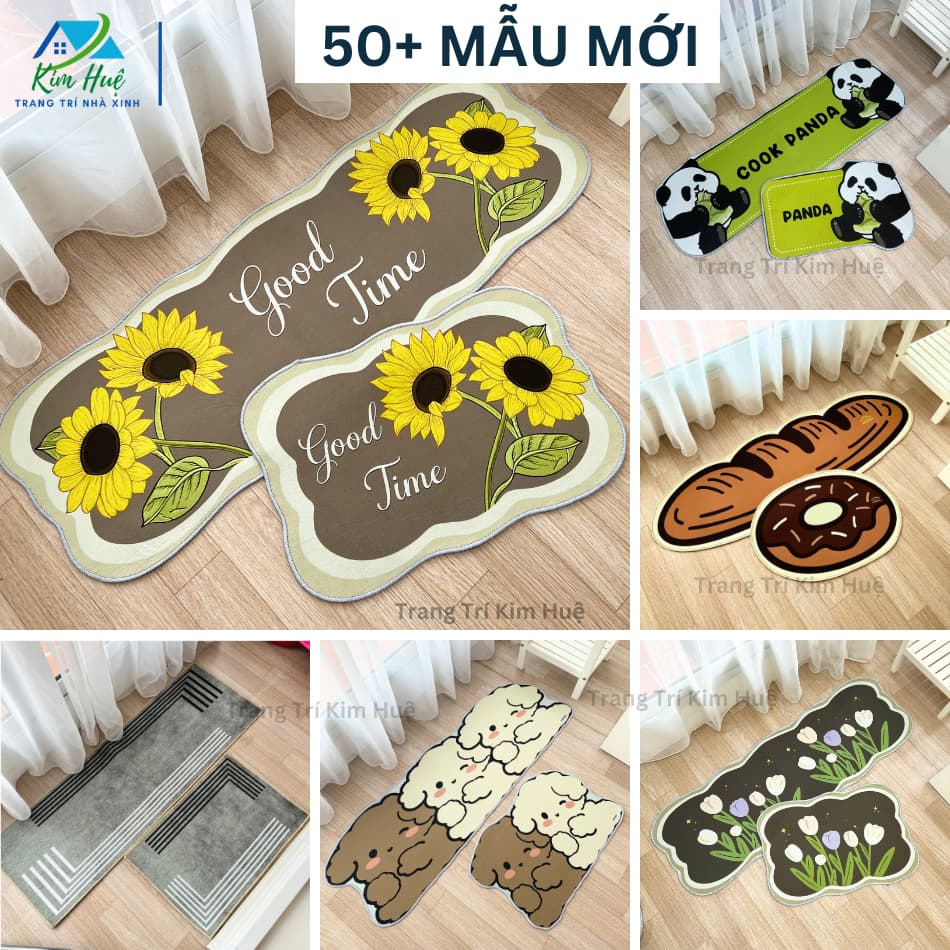 Thảm lau chân nhà Bếp chùi chân trải sàn hình thú phòng khách phòng tắm 3d chống trượt cao cấp đế cao su hút nước X02