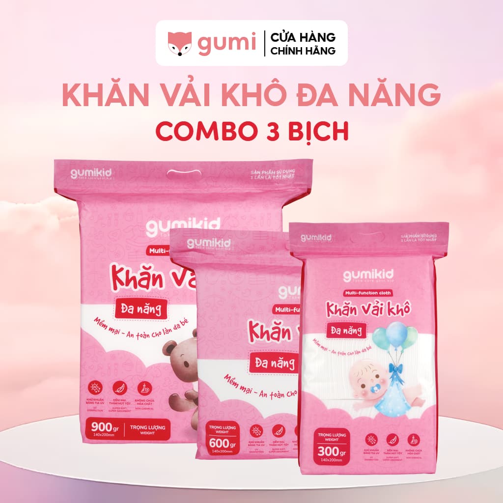 KHĂN VẢI KHÔ ĐA NĂNG DÀNH CHO MẸ VÀ BÉ GUMI 300/600/ 900g