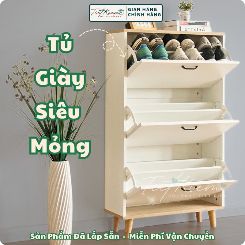 Các mẫu tủ giày thông minh siêu mỏng Nội Thất Tiết Kiệm (đã lắp sẵn) TG19191
