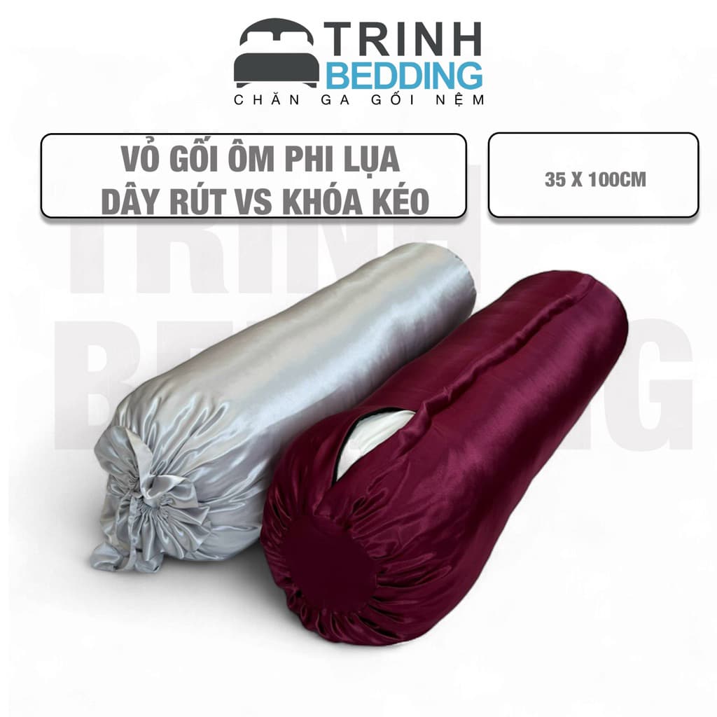 Vỏ Gối Ôm Phi Lụa |Khóa kéo| Dây rút| Chống Dị Ứng - Êm Ái, An Toàn Cho Da,  TrinhBedding