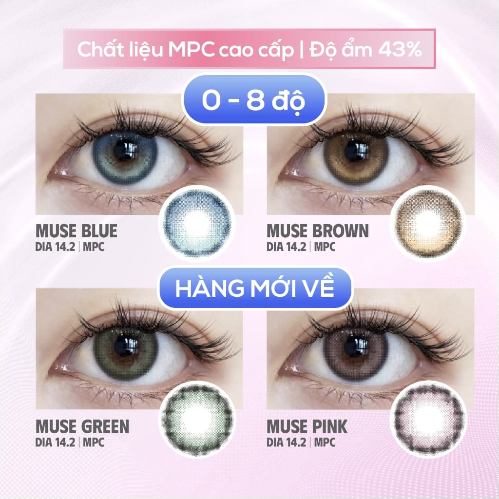 SLENS - Lens 1 NGÀY (1 CHIẾC) MUSE blue/brown/green/pink MPC - Kính áp tròng Hàn quốc Seoullens