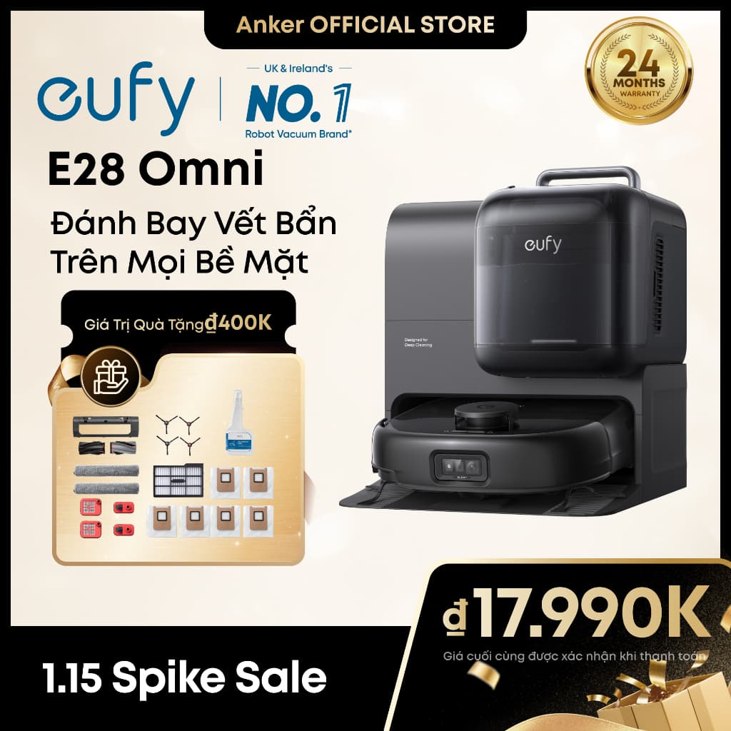 [New Launch]eufy by Anker Máy hút bụi và lau nhà E28 Omni Robot Hệ thống HydroJet, với máy làm sạch sâu di động cho thảm
